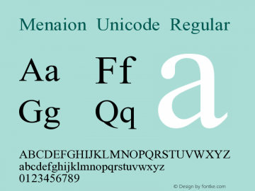 Czcionka Menaion Unicode