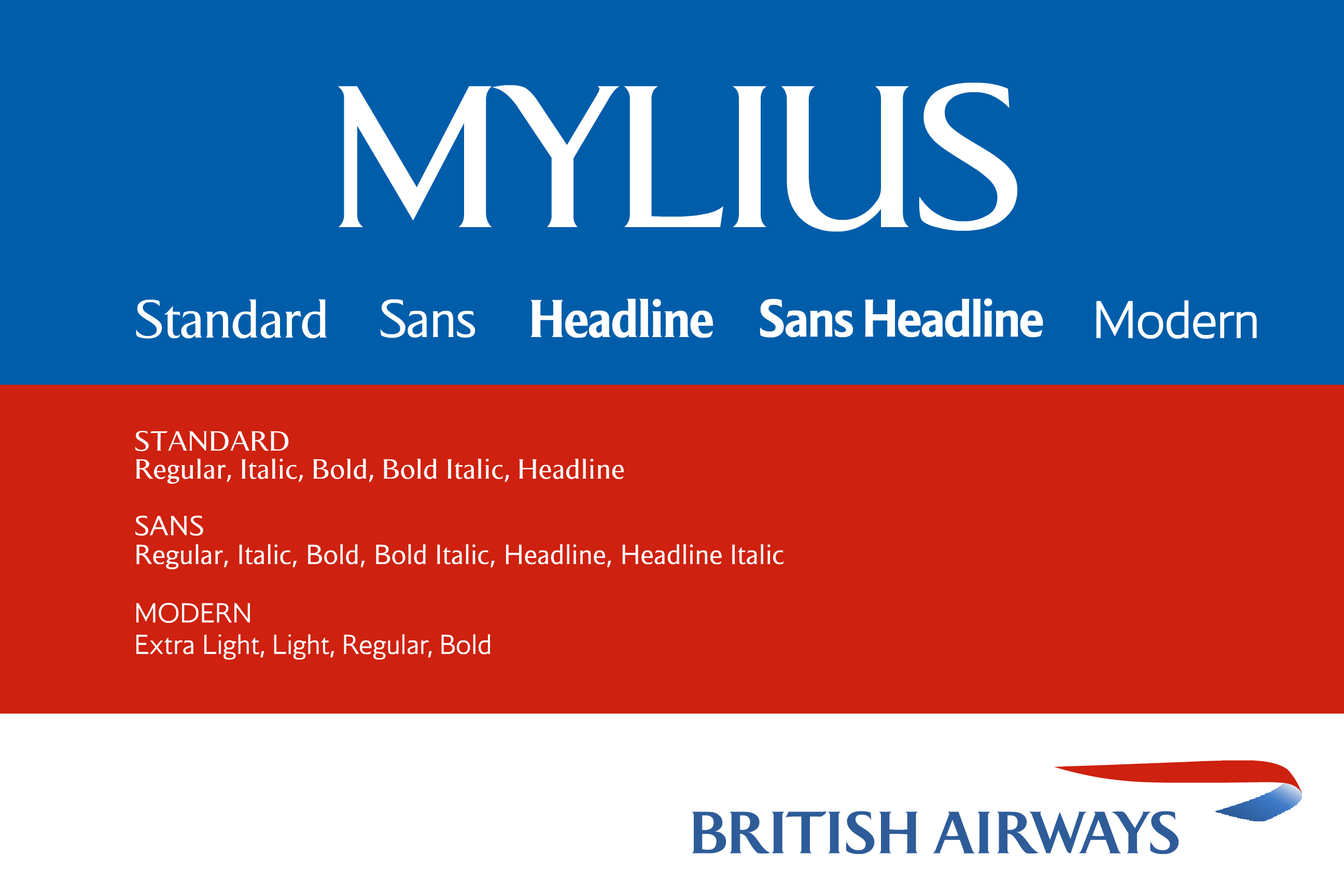 Czcionka Mylius Modern (British Airways)