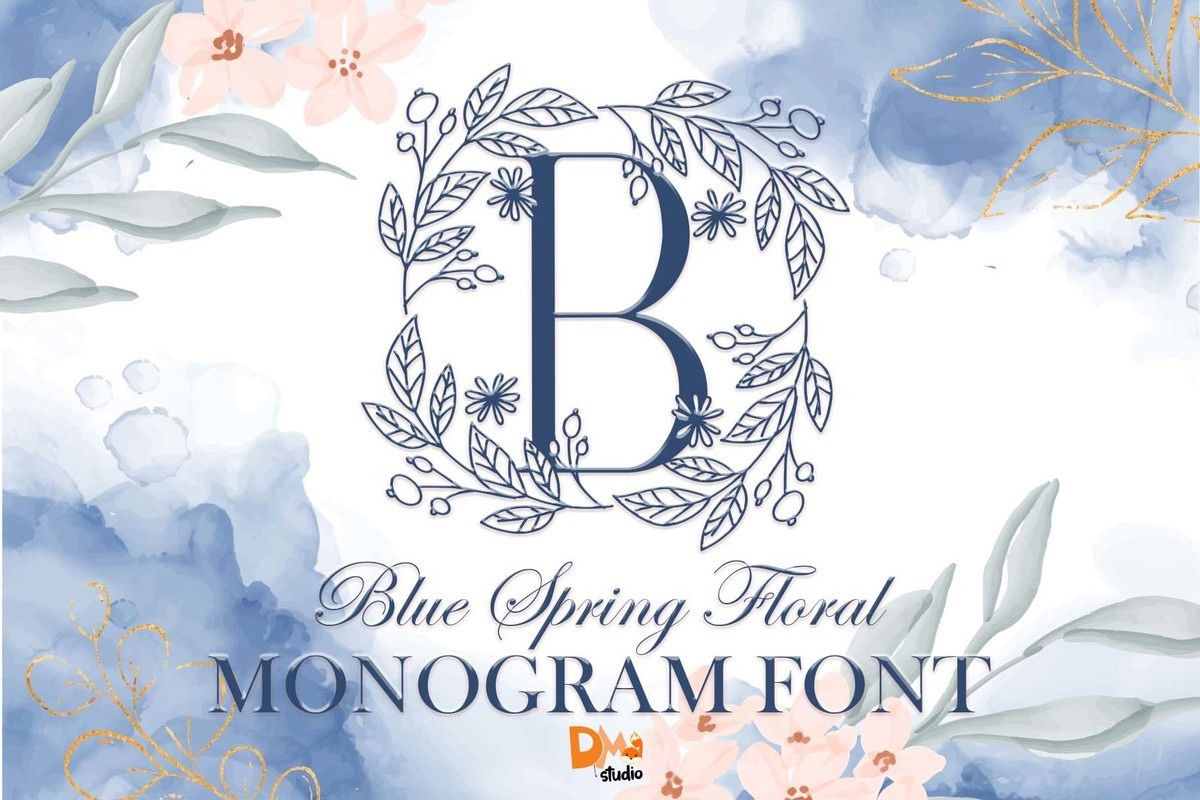 Czcionka Blue Spring Floral Monogram