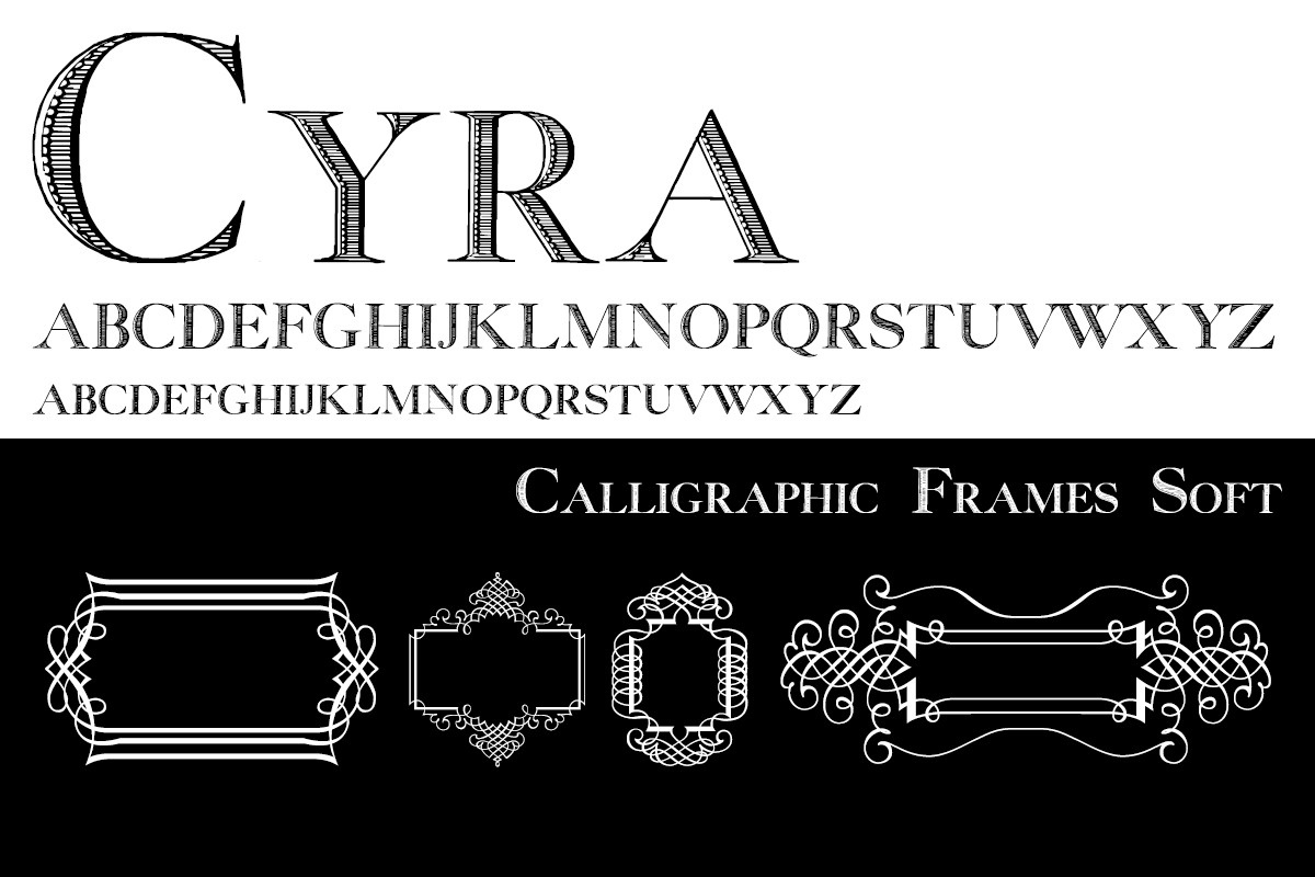 Czcionka Calligraphic Frames Plus Cyra Duo