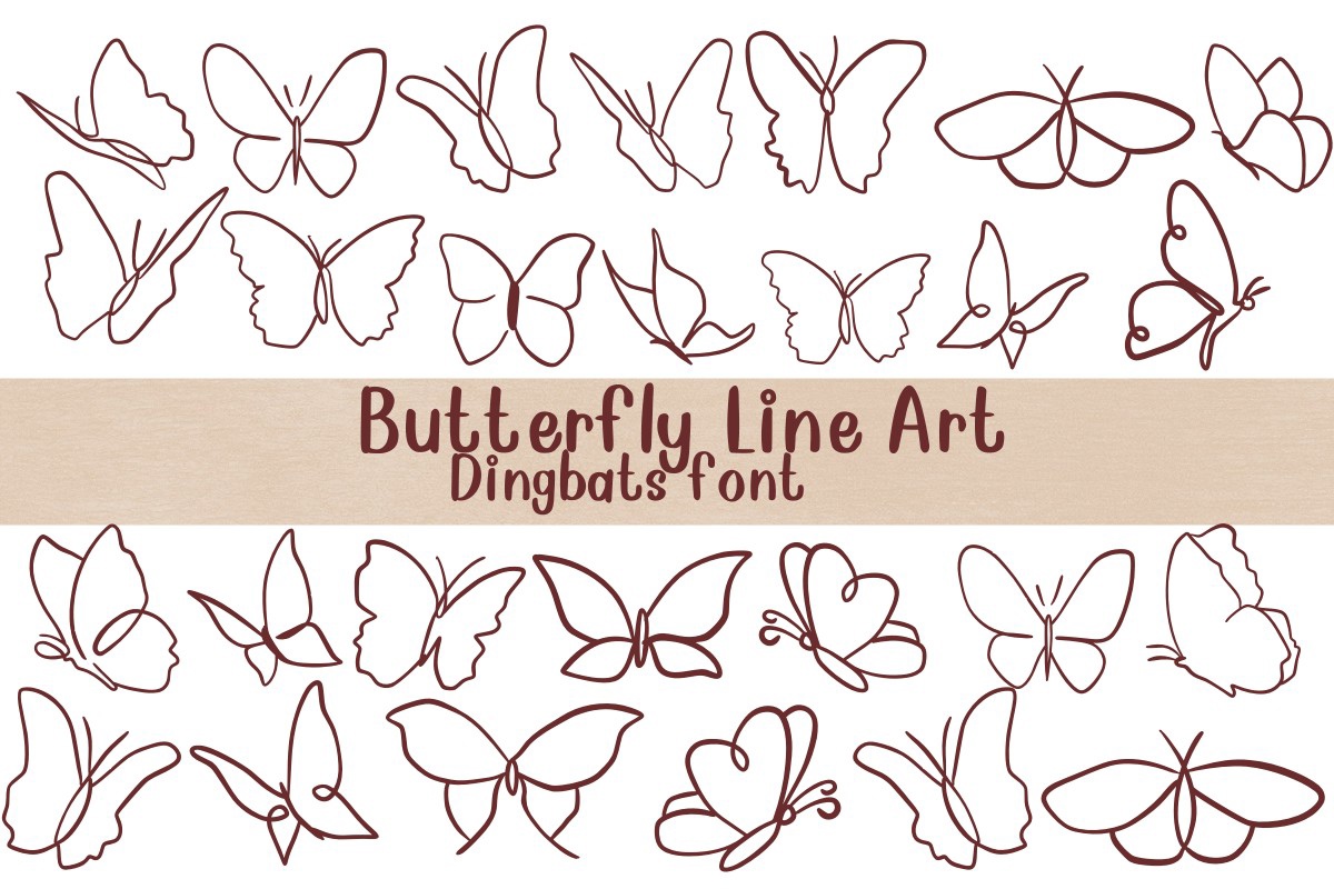 Czcionka Butterfly Line Art