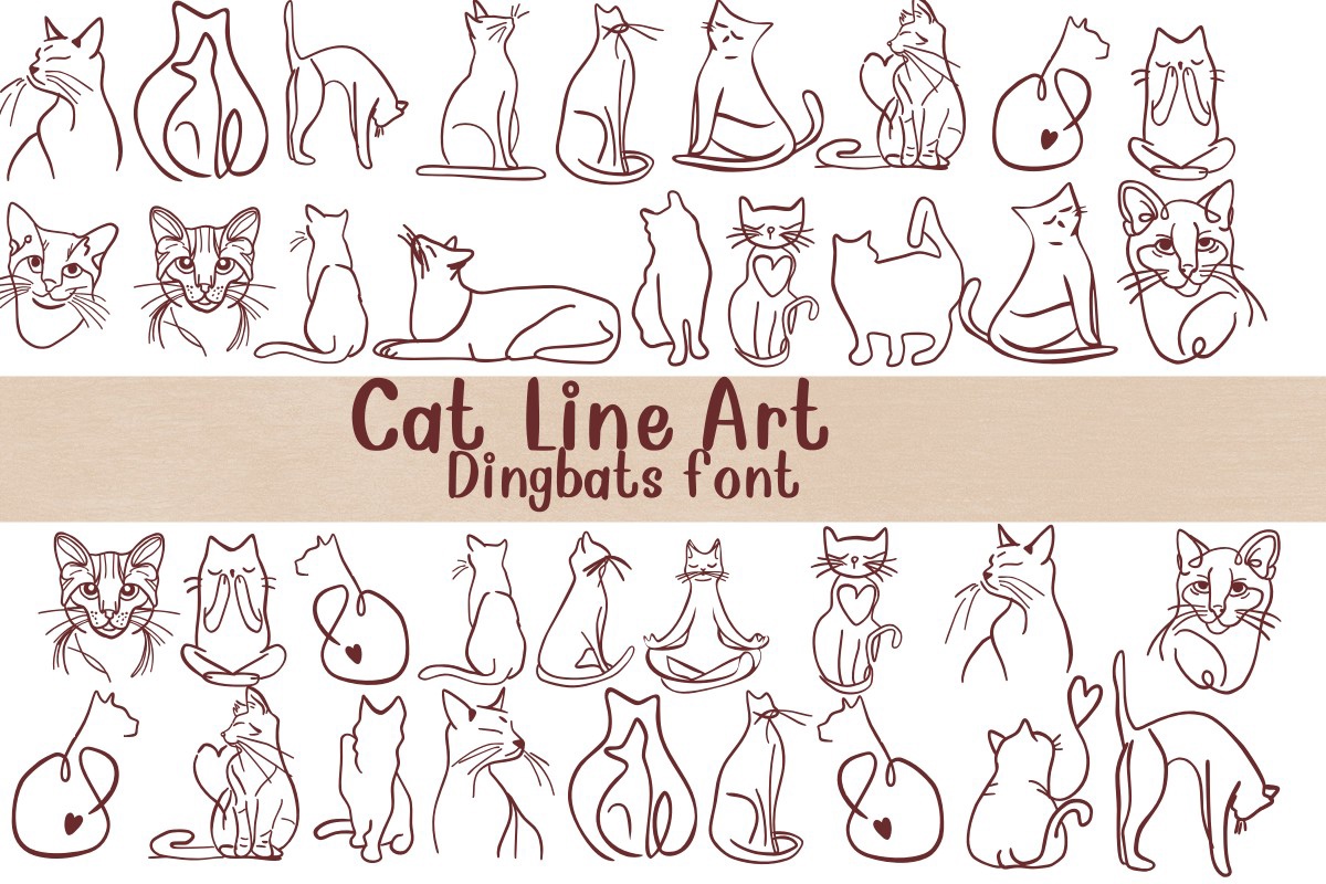 Czcionka Cat Line Art